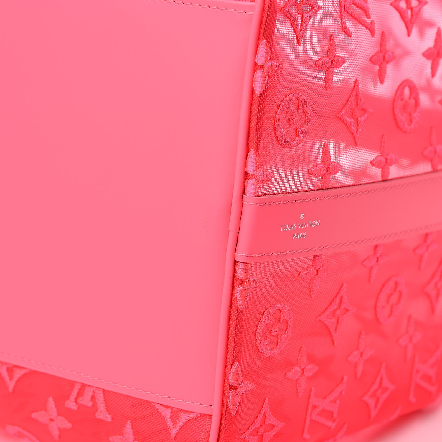 Louis Vuitton Monogram Fluo See Through Keepall Bandouliere 50 Rose 9 of 11