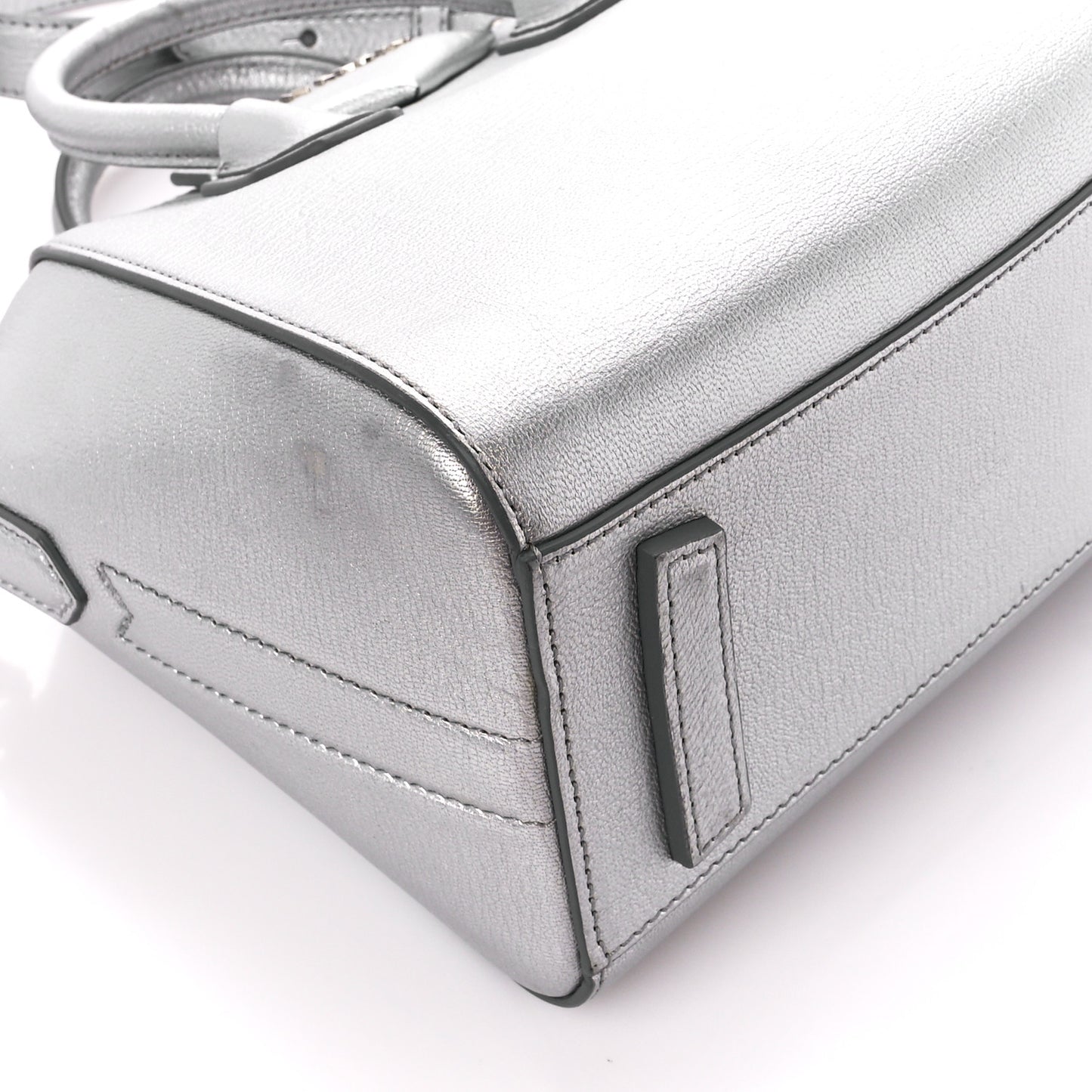 Metallic Sugar Goatskin Mini Antigona Silver