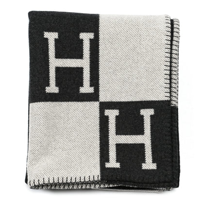Hermes Wool Cashmere Avalon Blanket Ecru Gris Fonce 1 of 3