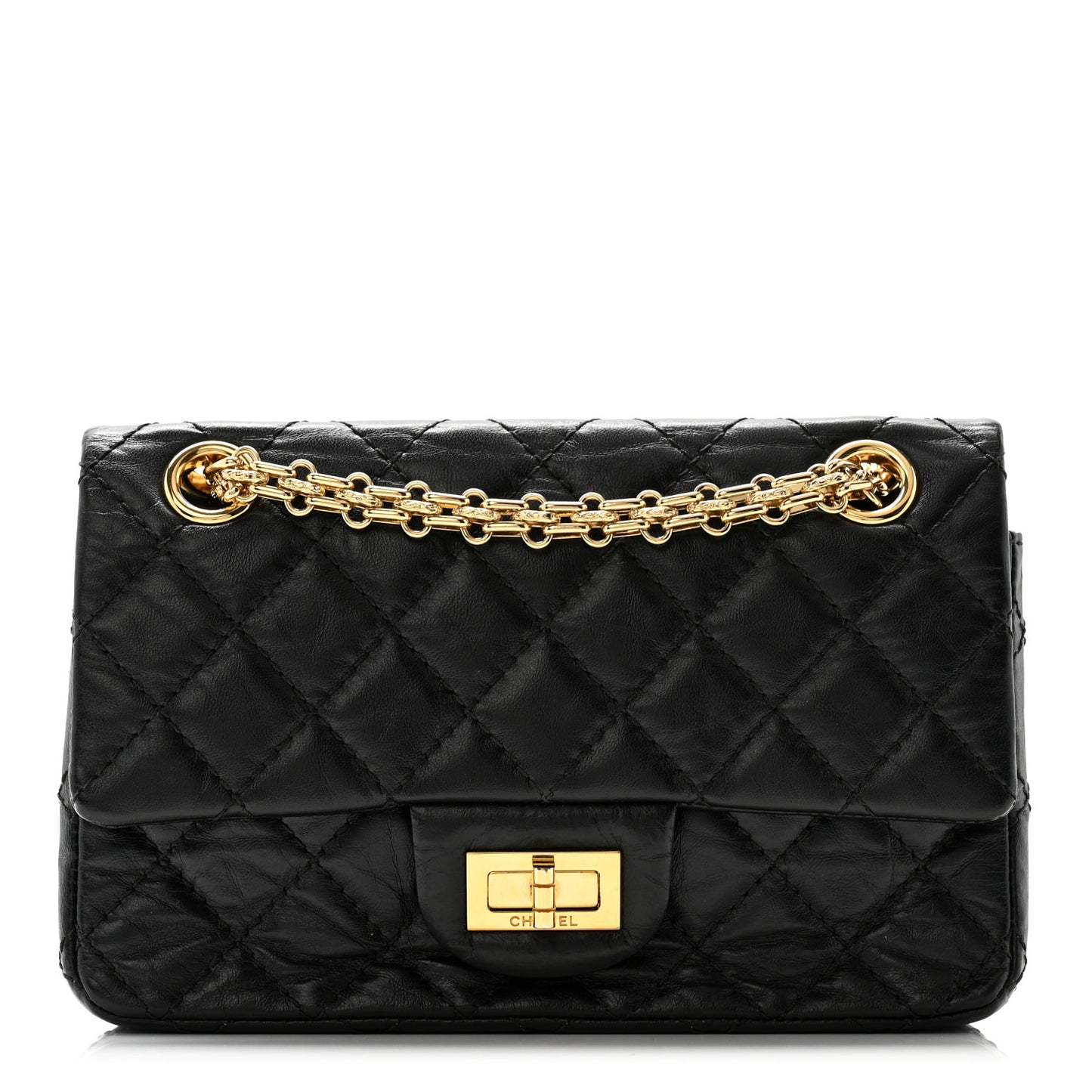 Aged Calfskin Quilted 2.55 Reissue Mini Flap Black