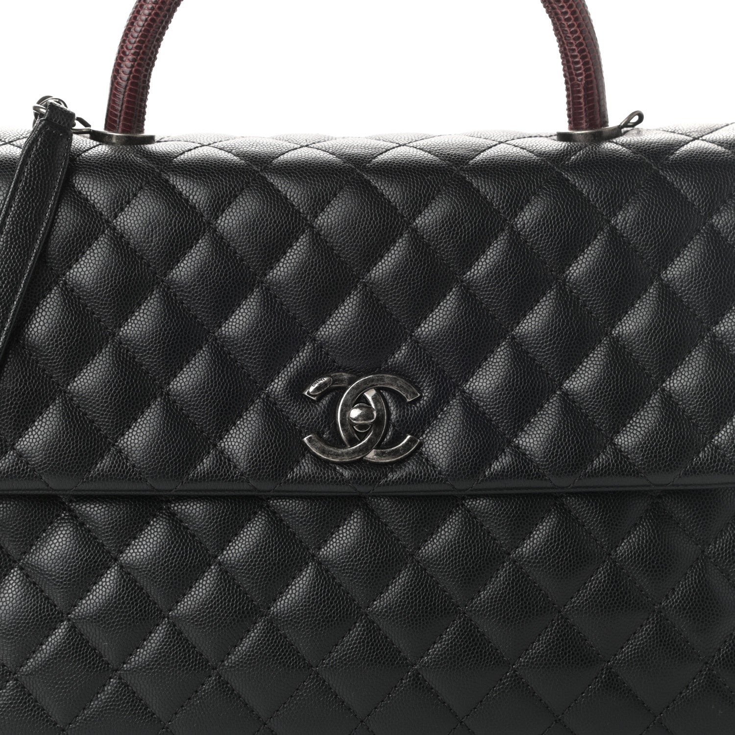 Chanel Caviar Lizard Quilted Medium Coco Handle Flap Black 8 of 10