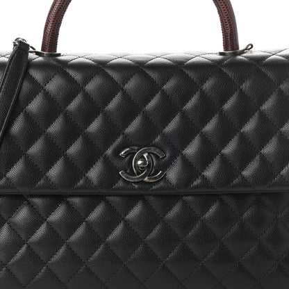 Chanel Caviar Lizard Quilted Medium Coco Handle Flap Black 8 of 10
