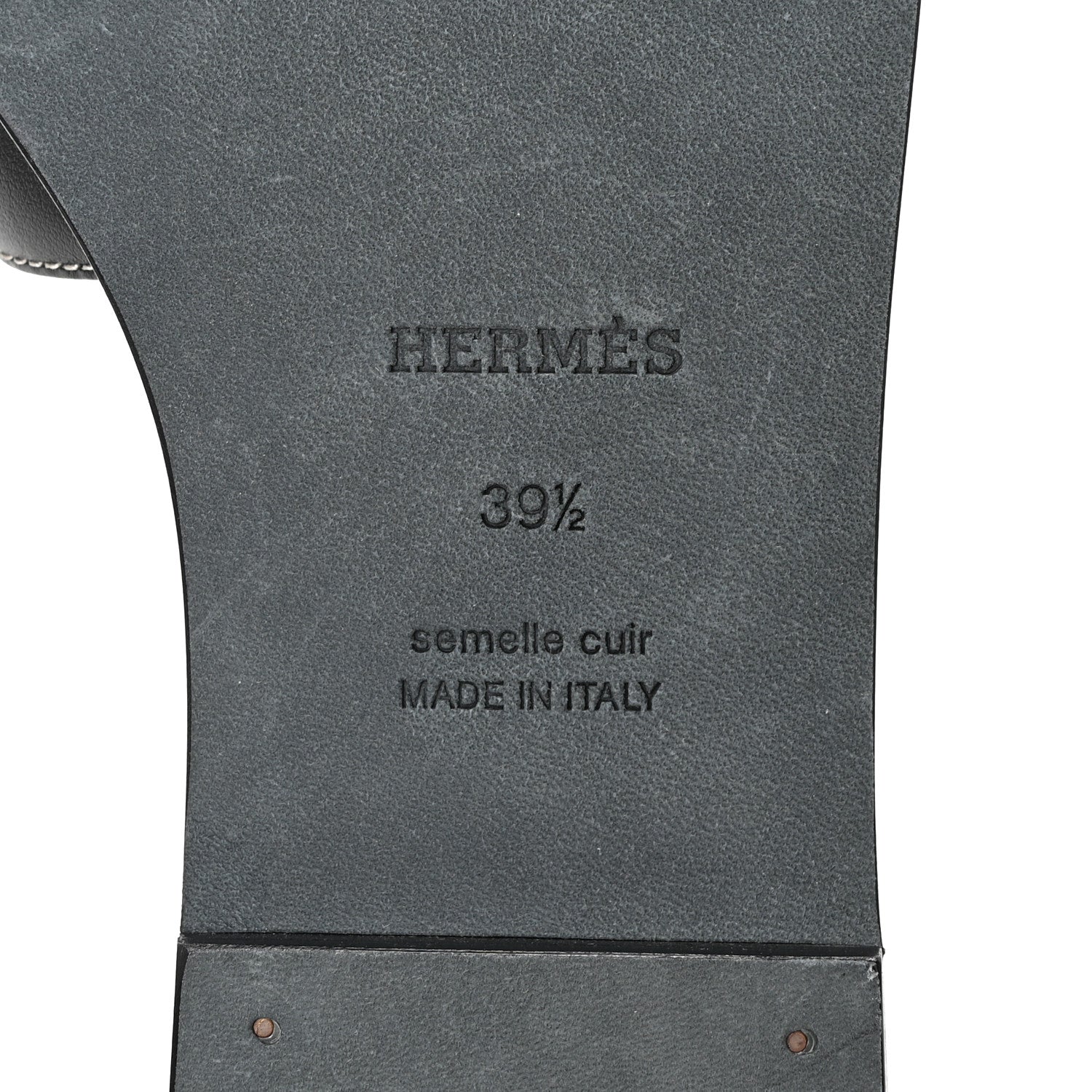 Hermes Box Calfskin Oran Sandals 39.5 Black 7 of 9