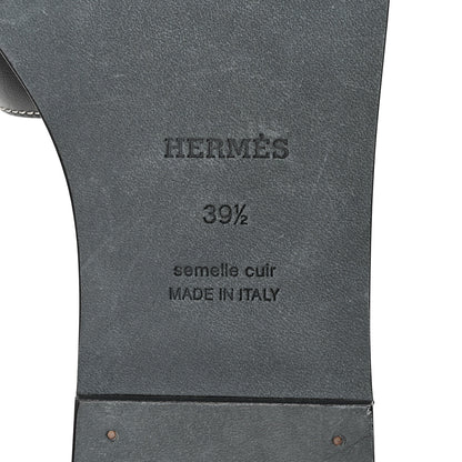 Hermes Box Calfskin Oran Sandals 39.5 Black 7 of 9