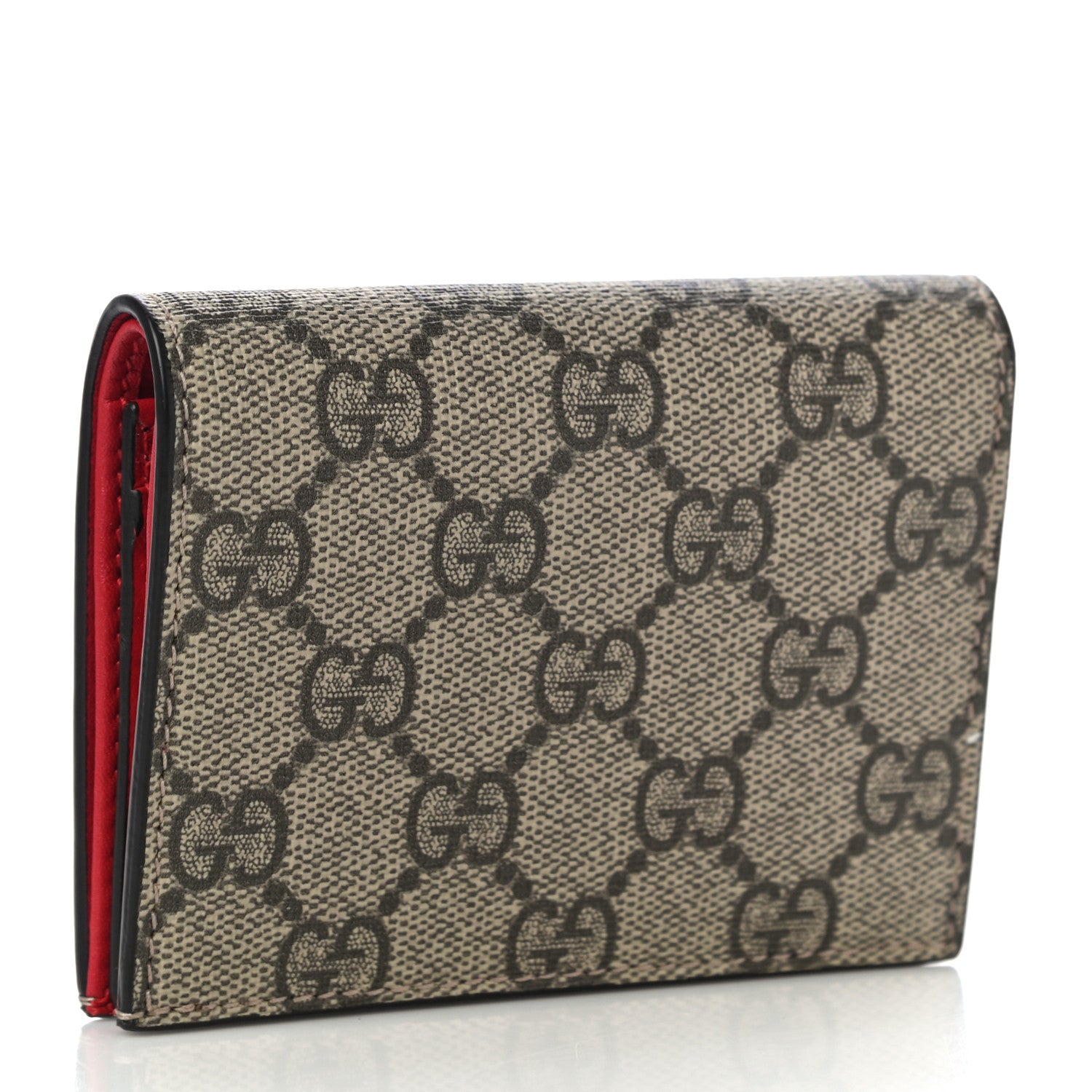 Gucci GG Supreme Monogram Cherry Embellished Card Case Wallet Hibiscus Red 3 of 10