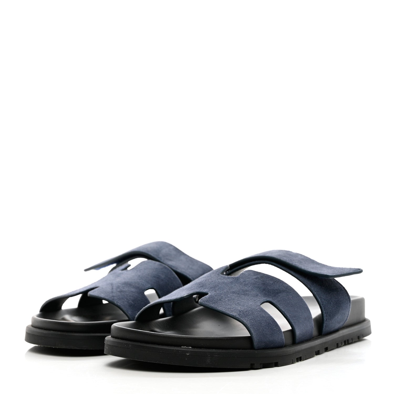 Hermes Suede Goatskin Womens Chypre Sandals 40.5 Bleu Celeste 3 of 8