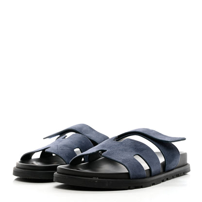 Hermes Suede Goatskin Womens Chypre Sandals 40.5 Bleu Celeste 3 of 8
