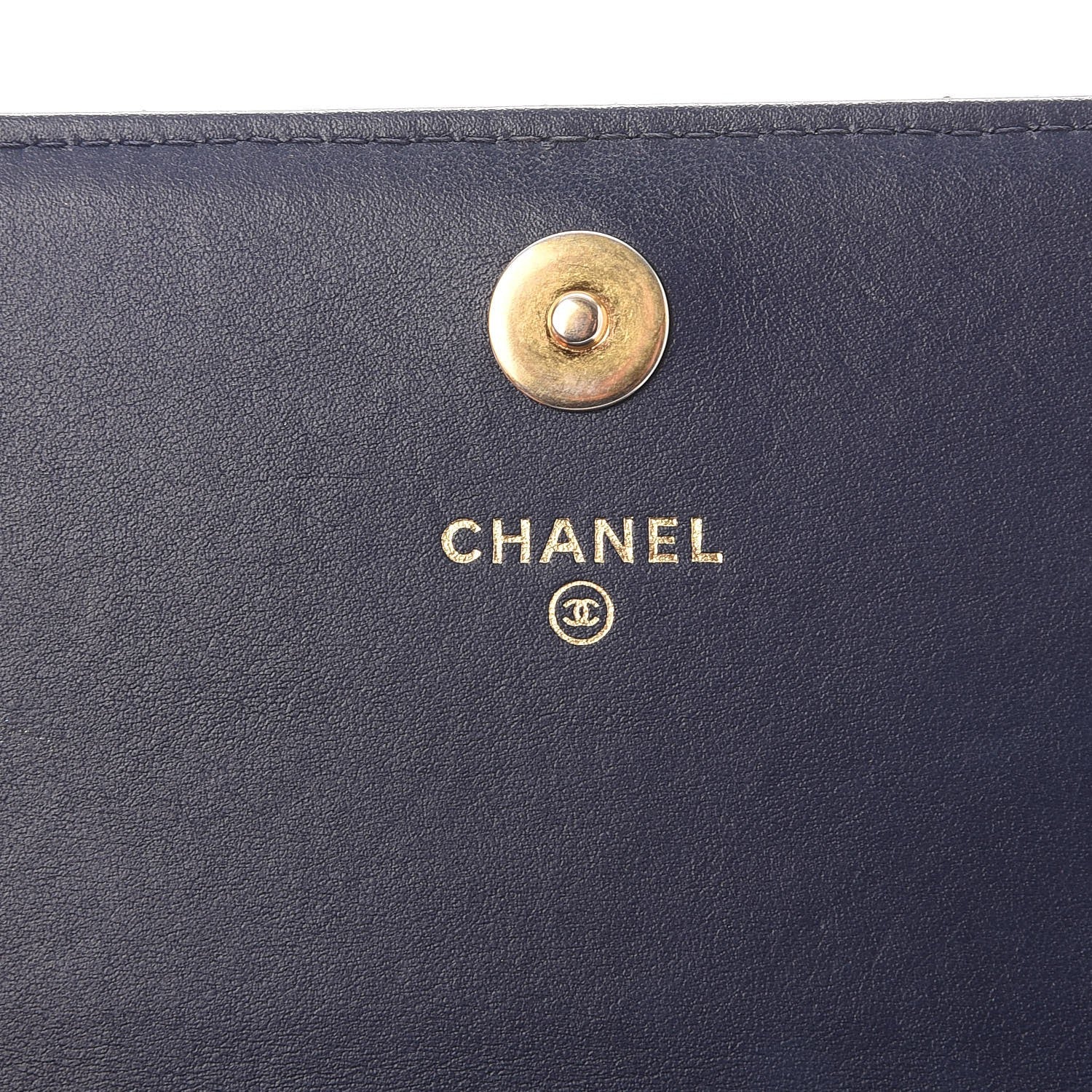 Chanel Letter Calfskin Embossed Quilted Square Wallet On Chain WOC Navy 6 of 9