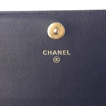 Chanel Letter Calfskin Embossed Quilted Square Wallet On Chain WOC Navy 6 of 9