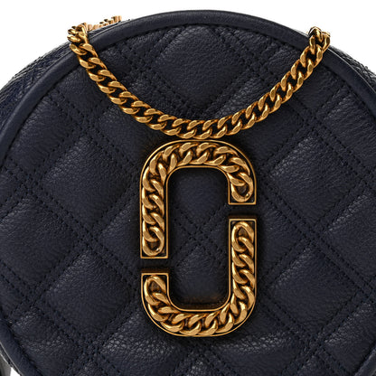 Marc Jacobs Grained Calfskin Quilted The Status Round Crossbody Navy 8 of 10