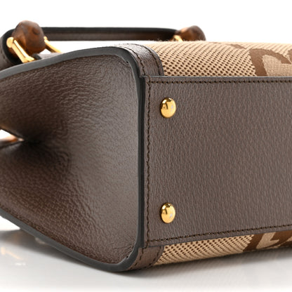 Gucci Monogram Jumbo GG Textured Dollar Calfskin Mini Diana Tote Bag Camel Ebony New Acero 9 of 9