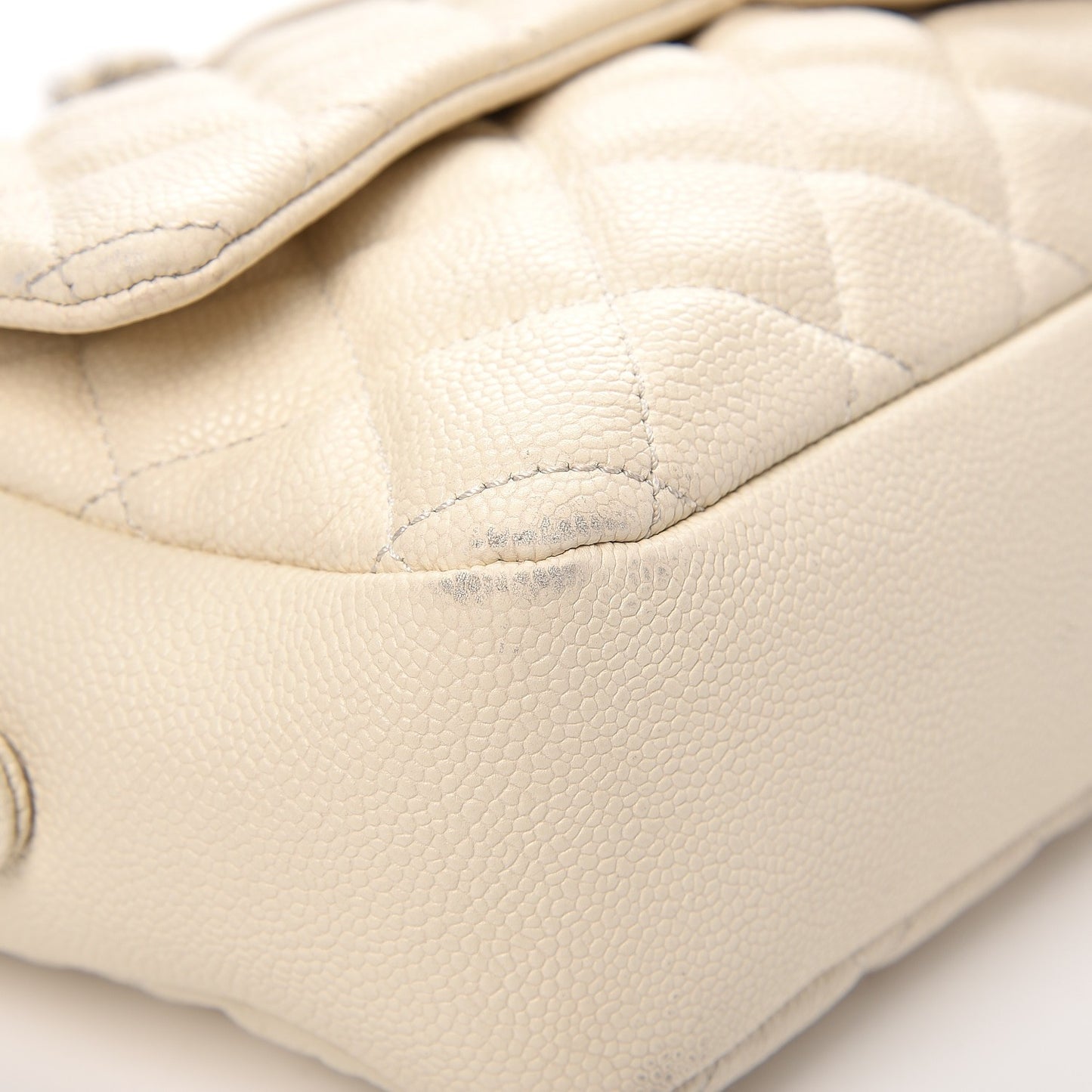 Caviar Quilted Jumbo Easy Flap Dark White
