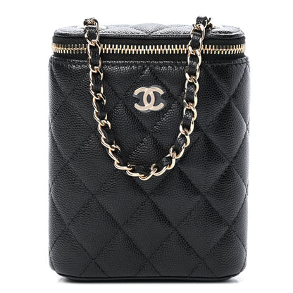 Chanel Caviar Quilted Small Vertical Coco Beauty Vanity Case With Chain Black 1 of 4