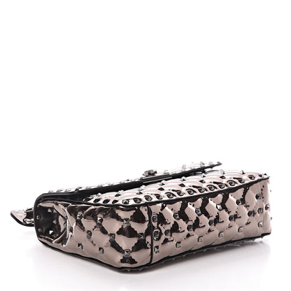 Valentino Garavani Metallic Patent Medium Rockstud Spike Shoulder Bag Rutenio 4 of 9