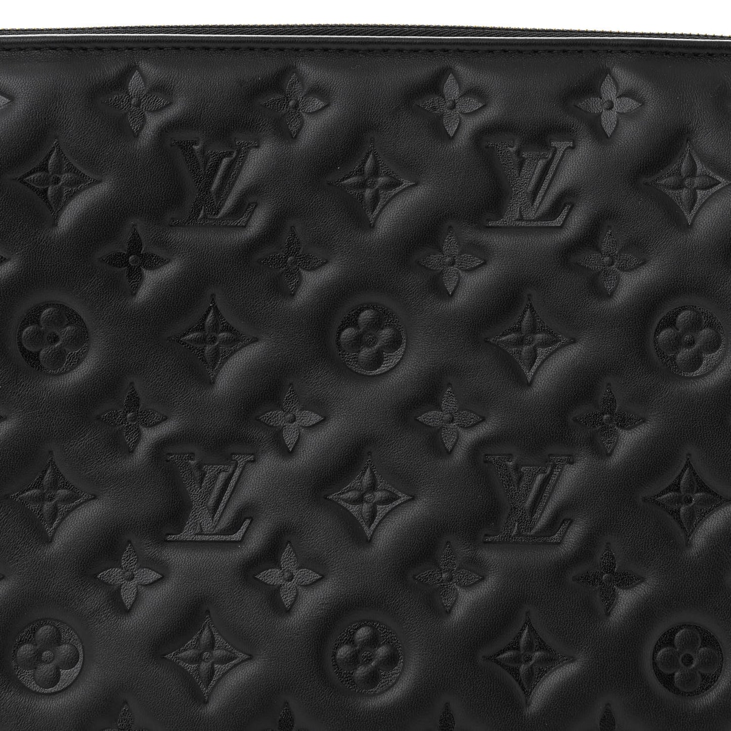 Lambskin Embossed Monogram Coussin MM Black
