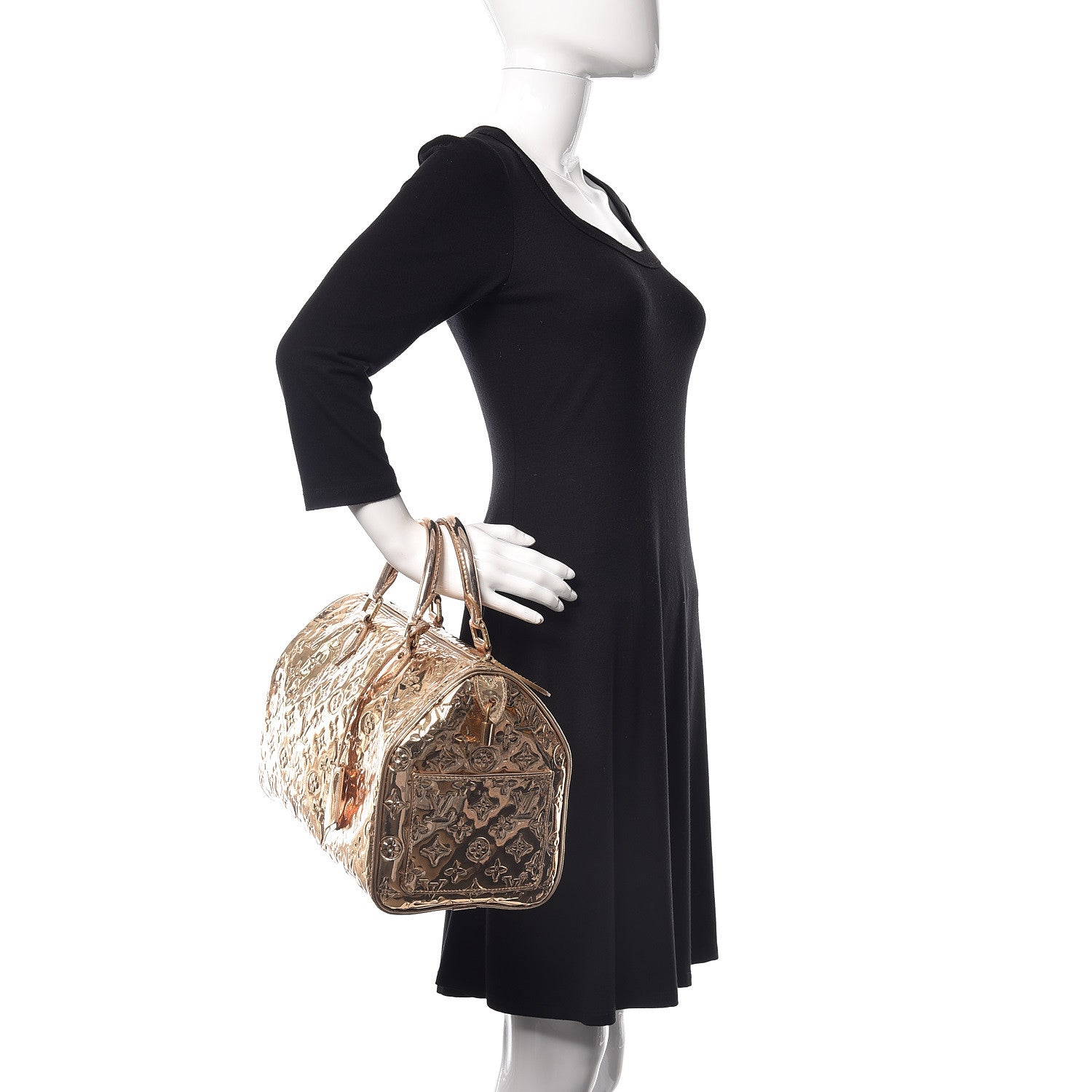 Louis Vuitton Monogram Miroir Speedy 35 Gold 2 of 16