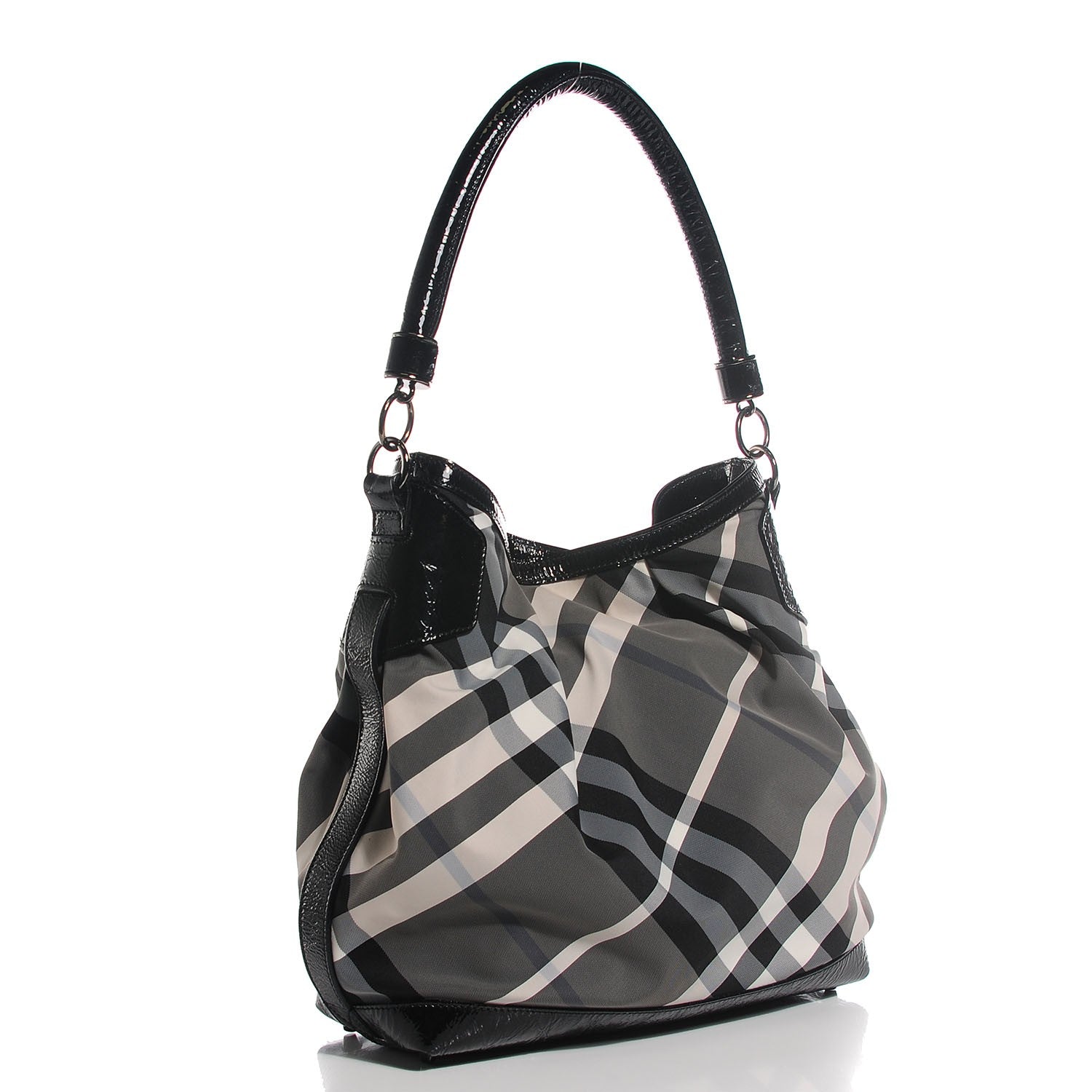 Burberry Nylon Beat Check Hobo Black 3 of 10