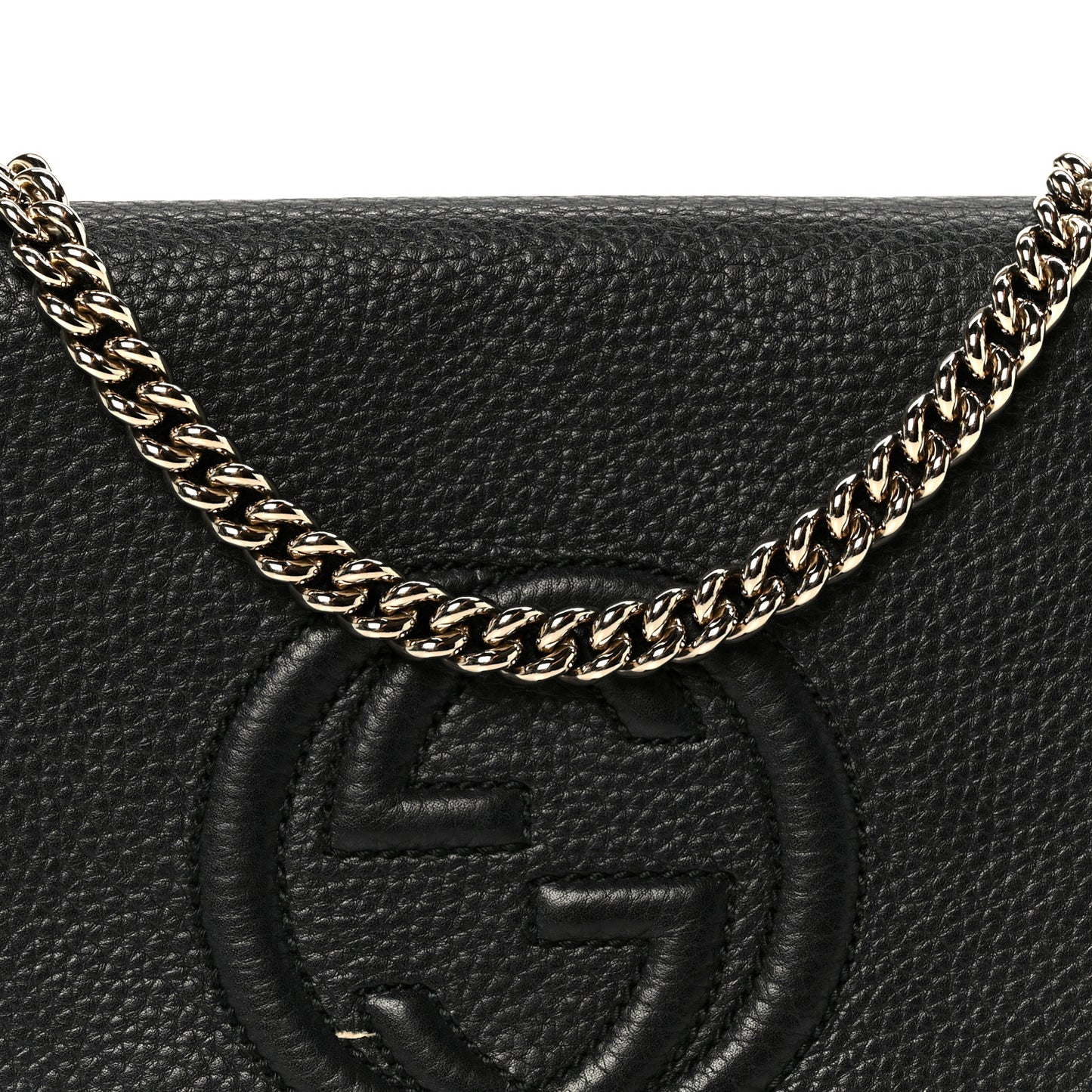 Pebbled Calfskin Medium Soho Flap Crossbody Black