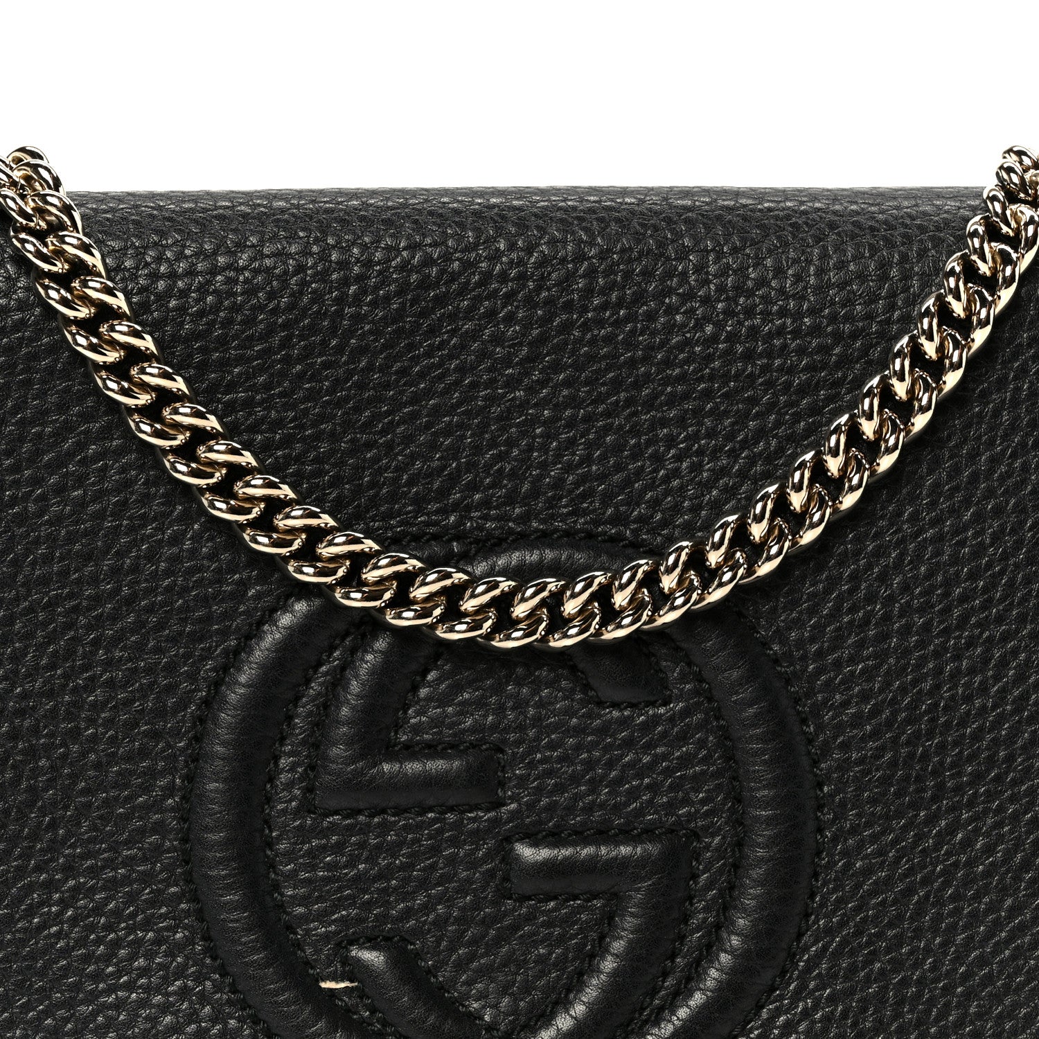 Gucci Pebbled Calfskin Medium Soho Flap Crossbody Black 9 of 11