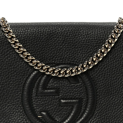 Gucci Pebbled Calfskin Medium Soho Flap Crossbody Black 9 of 11