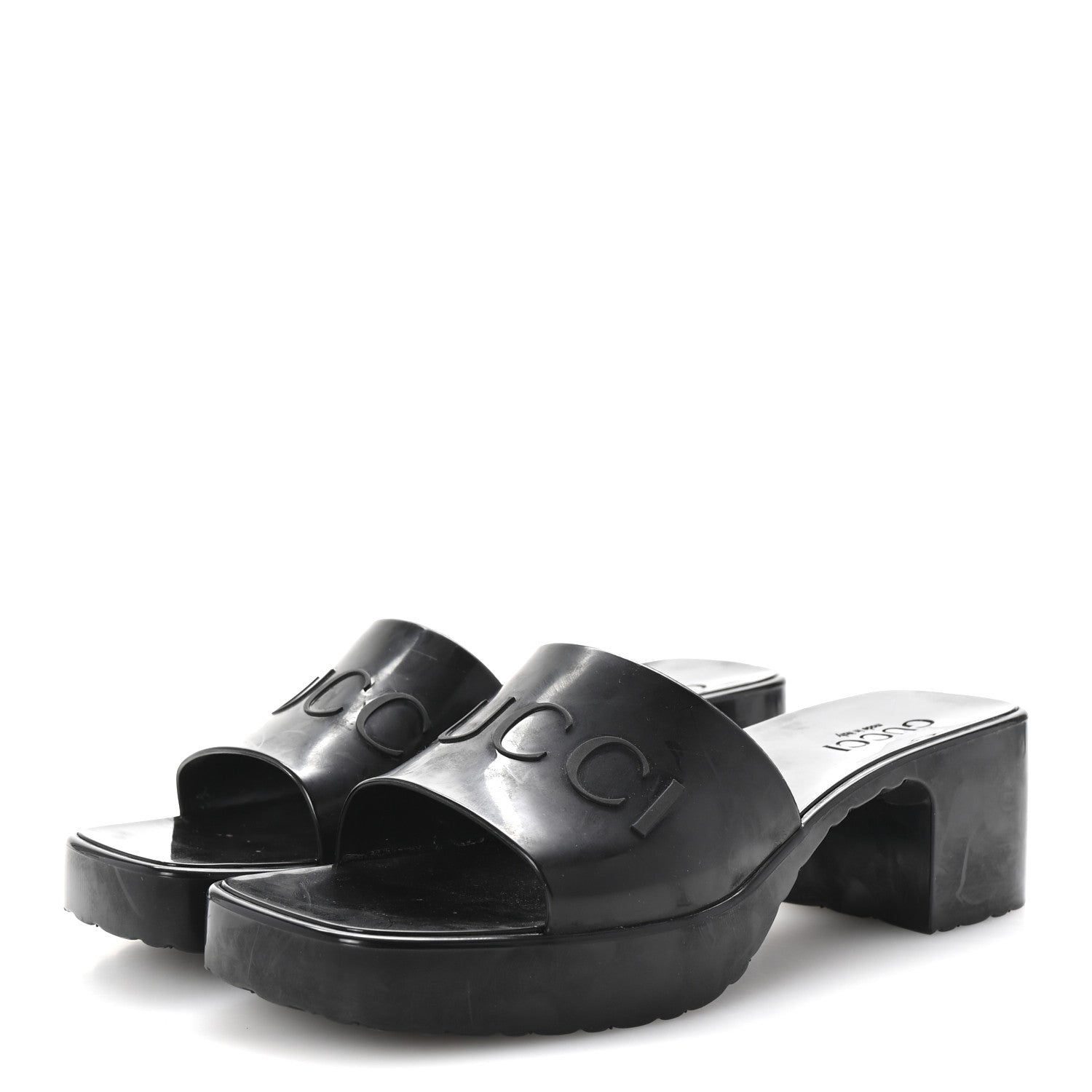 Gucci Rubber Gucci Logo Womens Platform 20/60mm Slide Sandals 37 Black 4 of 9