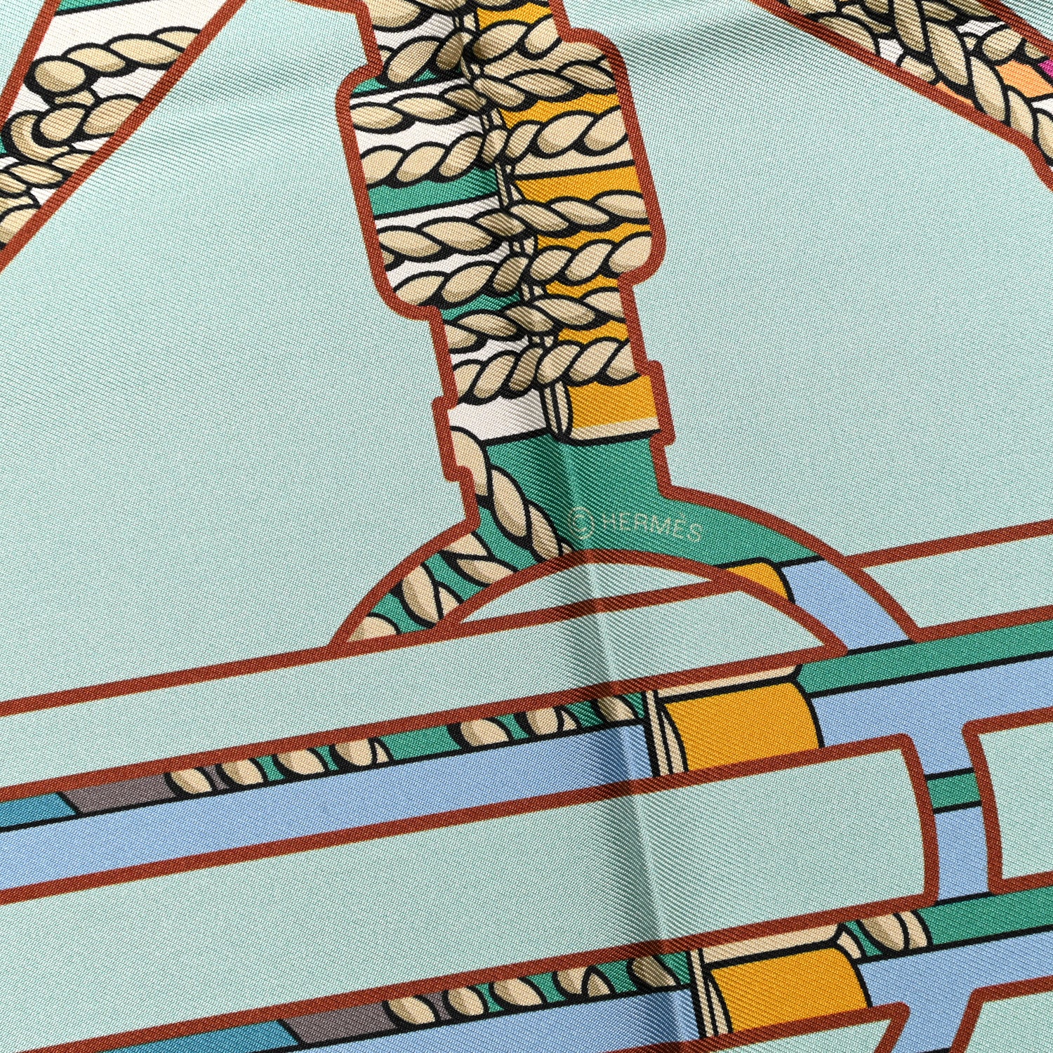 Hermes Silk Tatersale en Zig Zag Double Face Scarf 90 Vert D'Eau Emerald Fuchsia 5 of 5