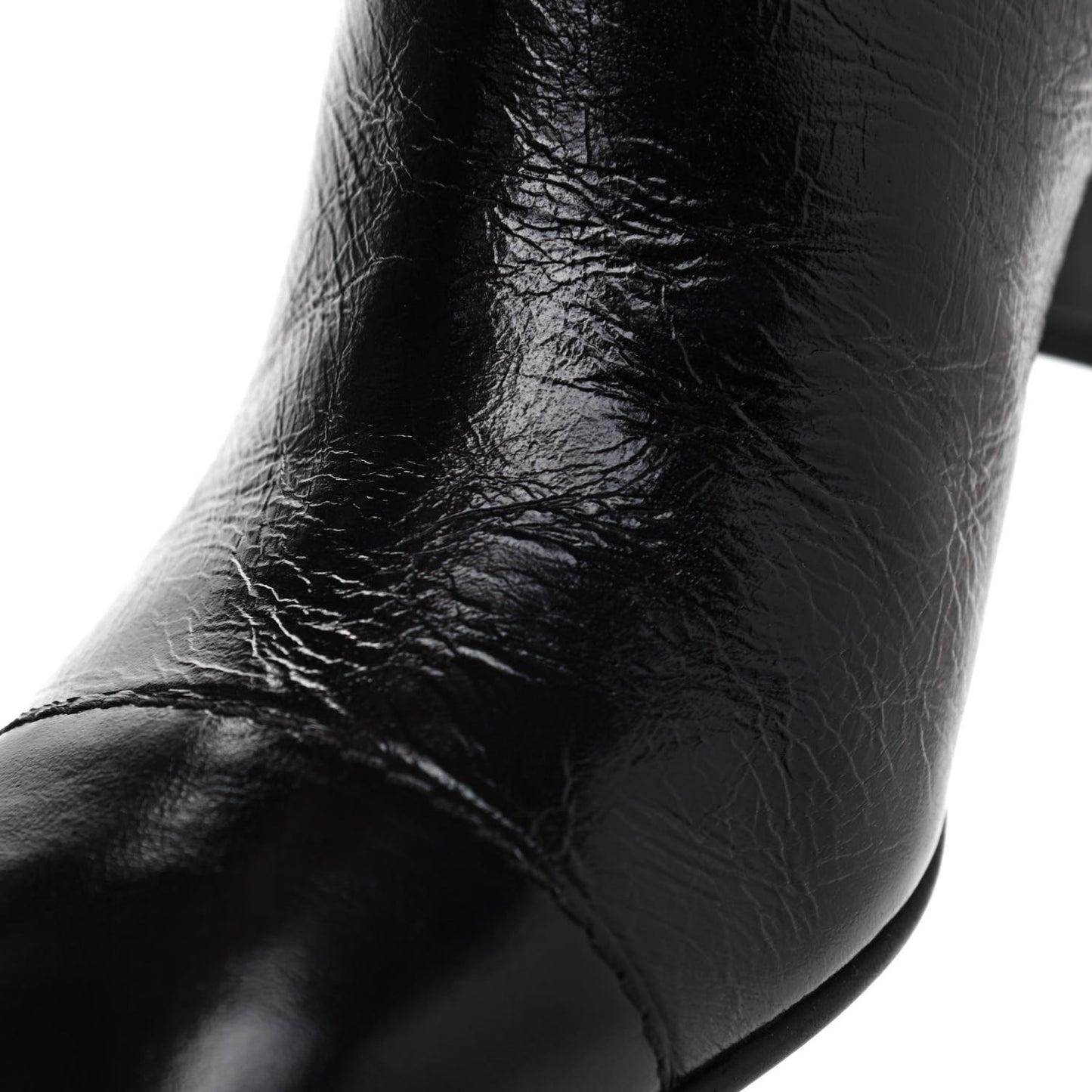 Crumpled Calfskin Cap Toe Chain Short Boots 36.5 Black