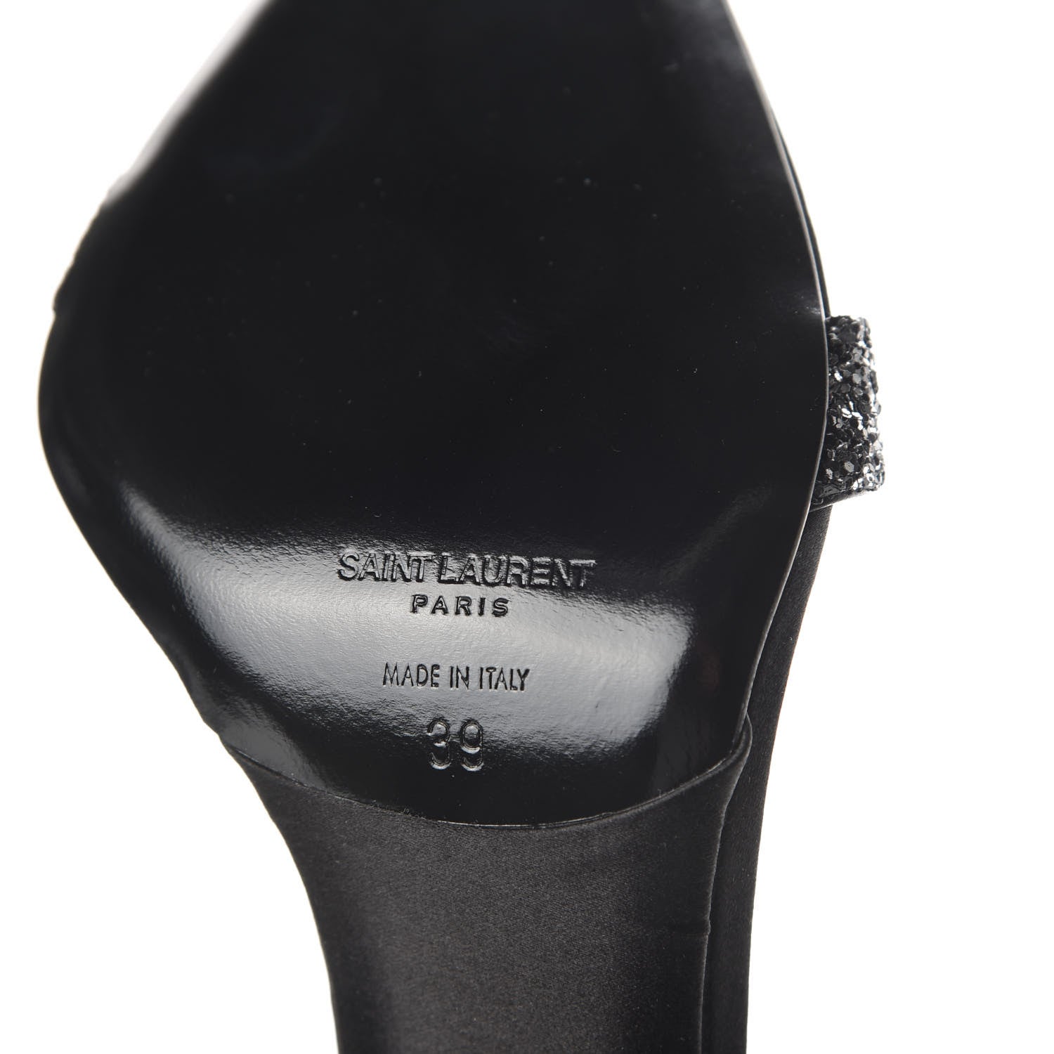 Saint Laurent Glitter Amber 105 Ankle Strap Sandals 39 Black 8 of 14
