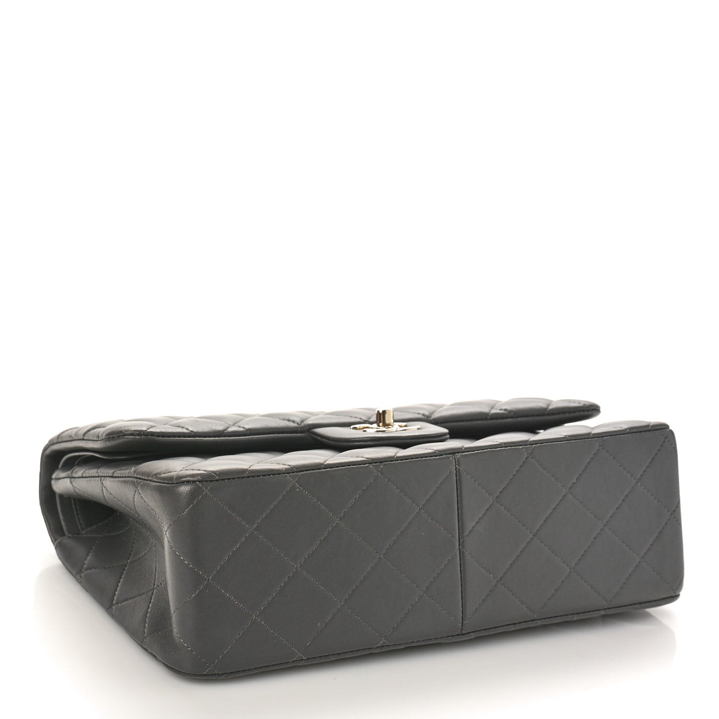Lambskin Quilted Jumbo Double Flap Grey