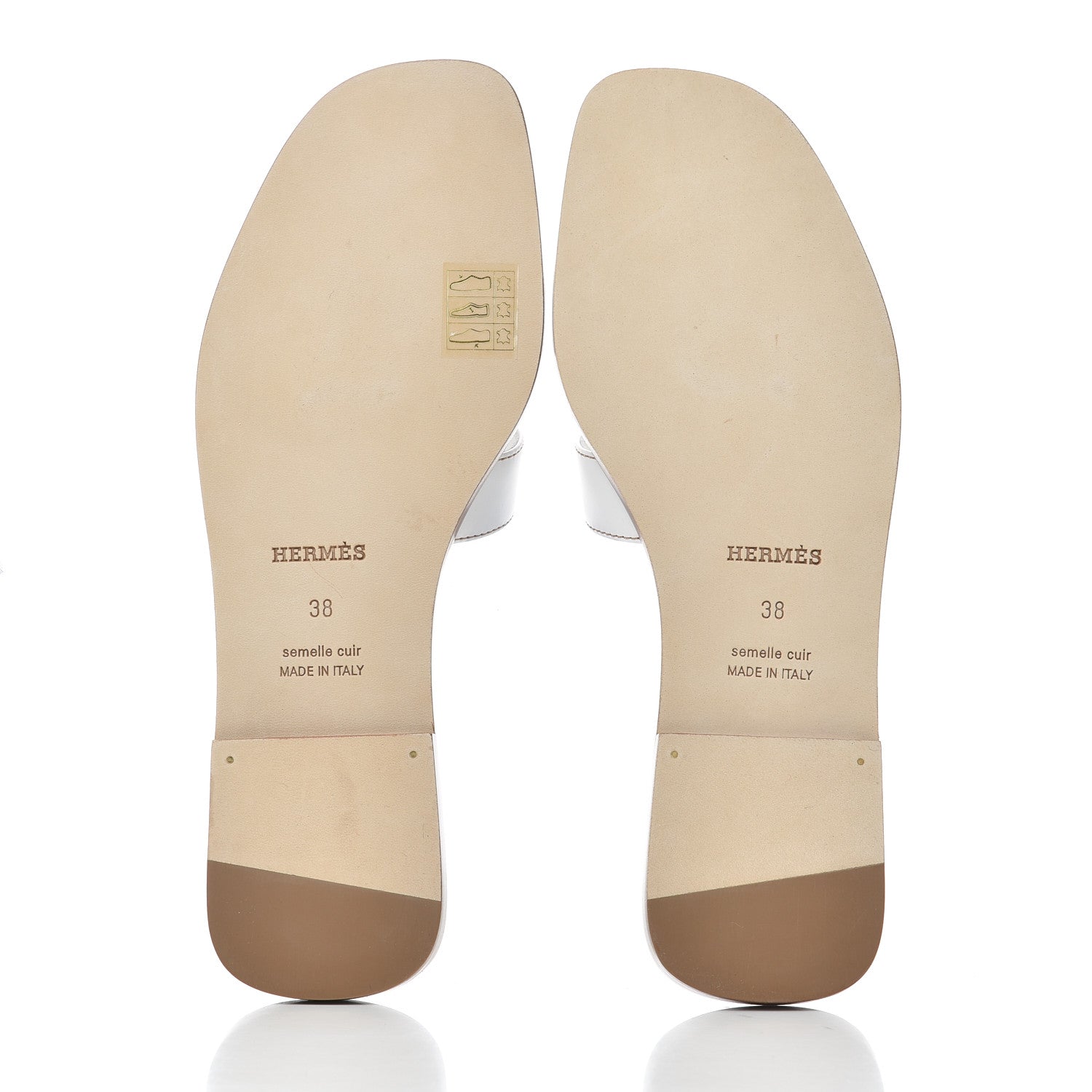 Hermes Box Calfskin Oran Sandals 38 White 5 of 10