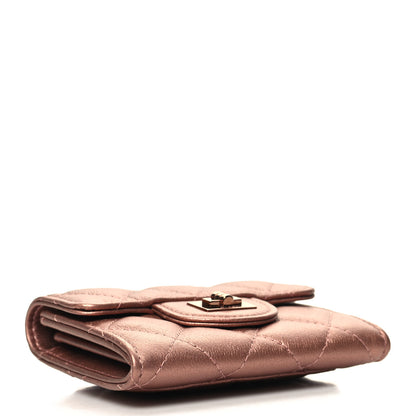Chanel Metallic Calfskin Quilted Reissue Flap Card Holder Wallet Copper Pink 4 of 10