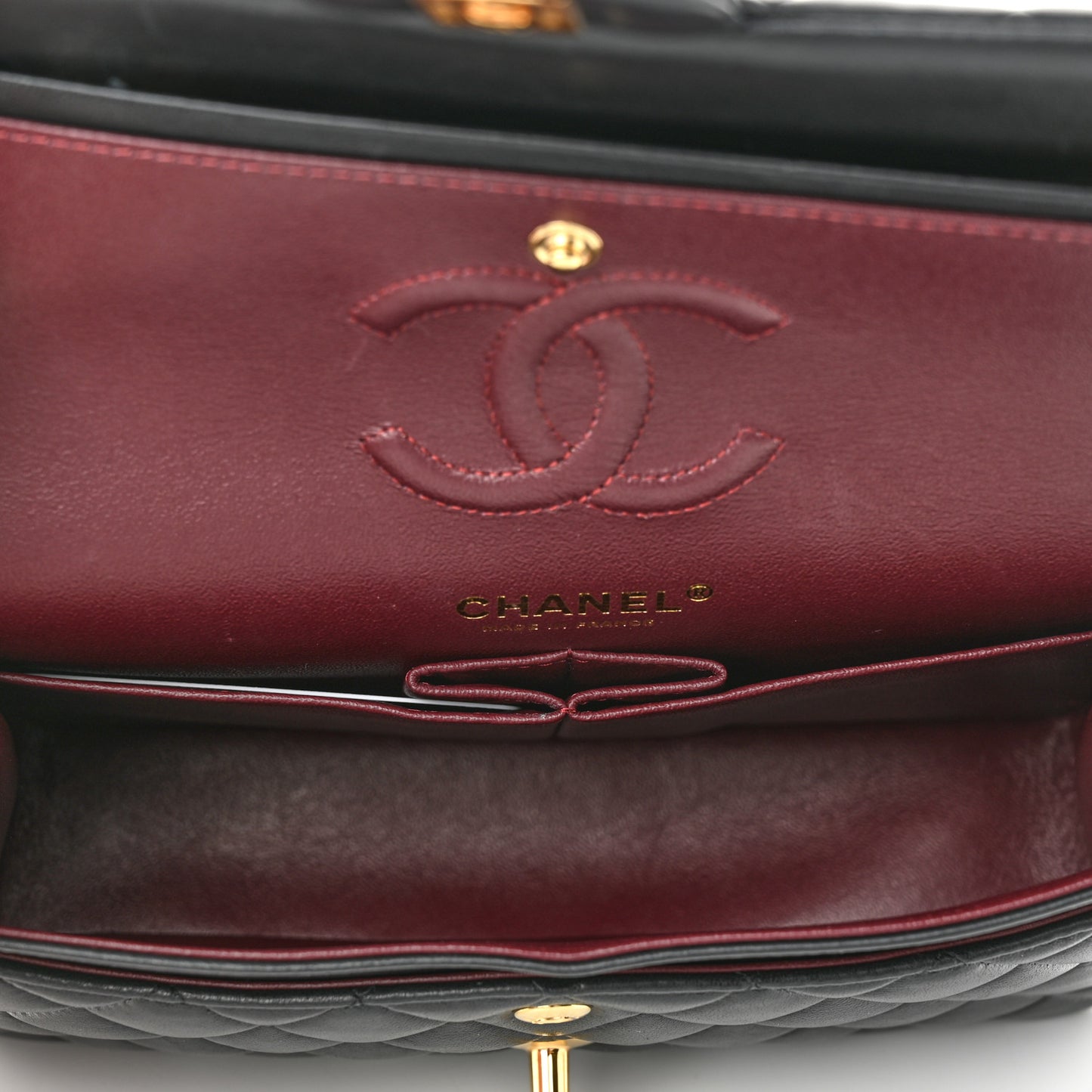 Lambskin Quilted Small Double Flap Black
