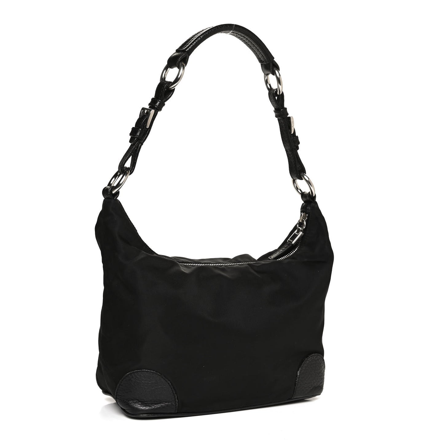 Tessuto Nylon Calfskin Hobo Black