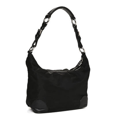 Prada Tessuto Nylon Calfskin Hobo Black 3 of 10