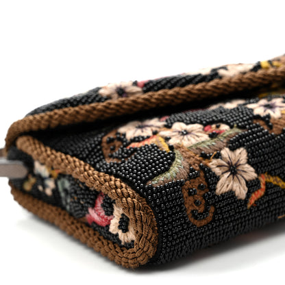 Valentino Garavani Floral Embroidered Beaded Small DeVain Shoulder Bag Black Multicolor 9 of 11