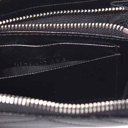 Saint Laurent Grain De Poudre Matelasse Chevron Monogram Zip Around Wallet Black 7 of 8