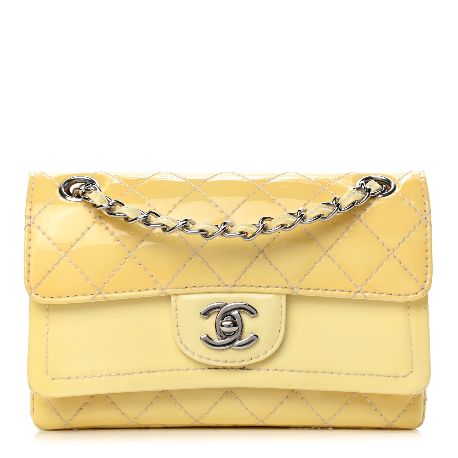 Chanel Patent Quilted Medium Double Flap Ivory 1 of 8