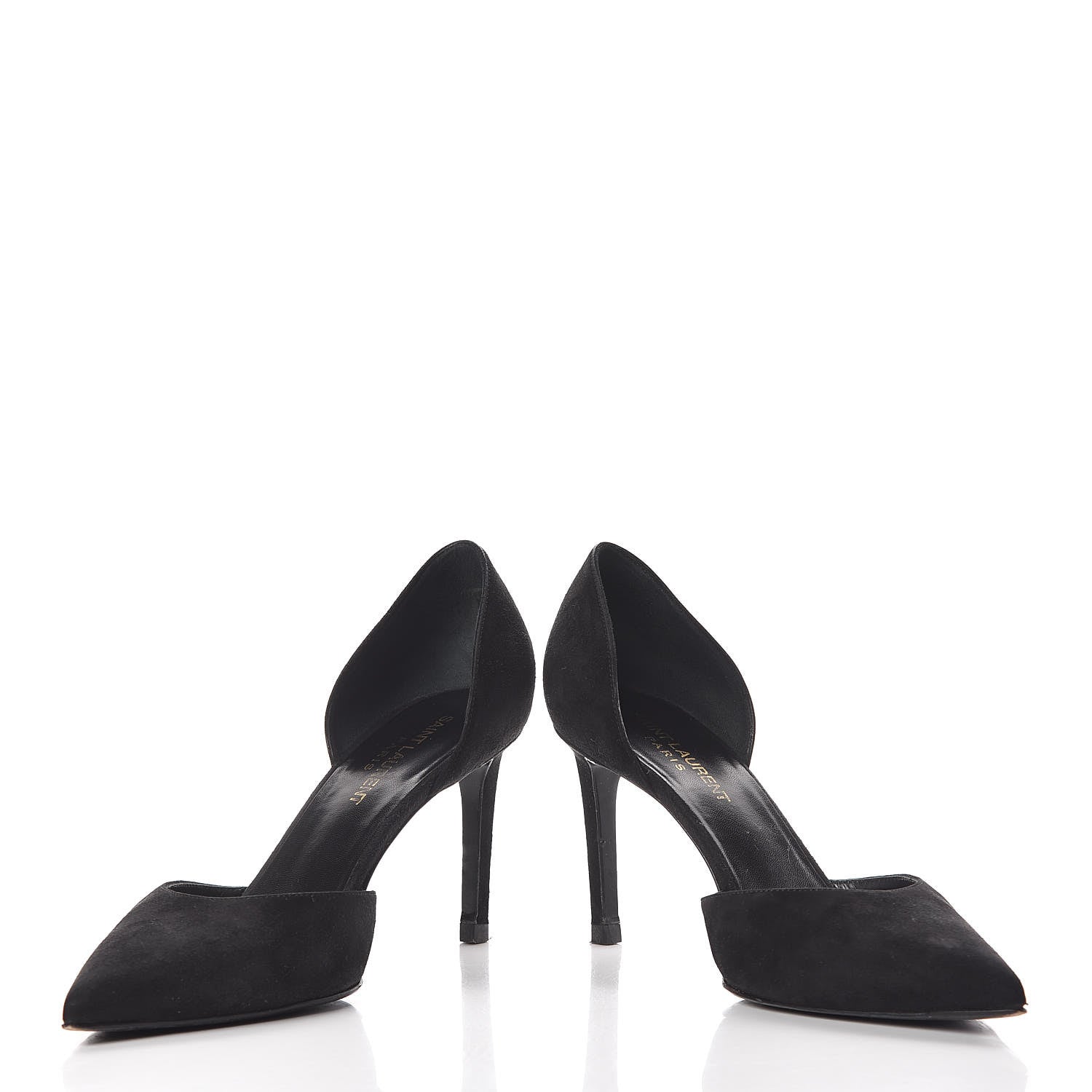 Saint Laurent Kid Scamosciato Classic Paris 80 Skinny Pumps 37.5 Black 5 of 14