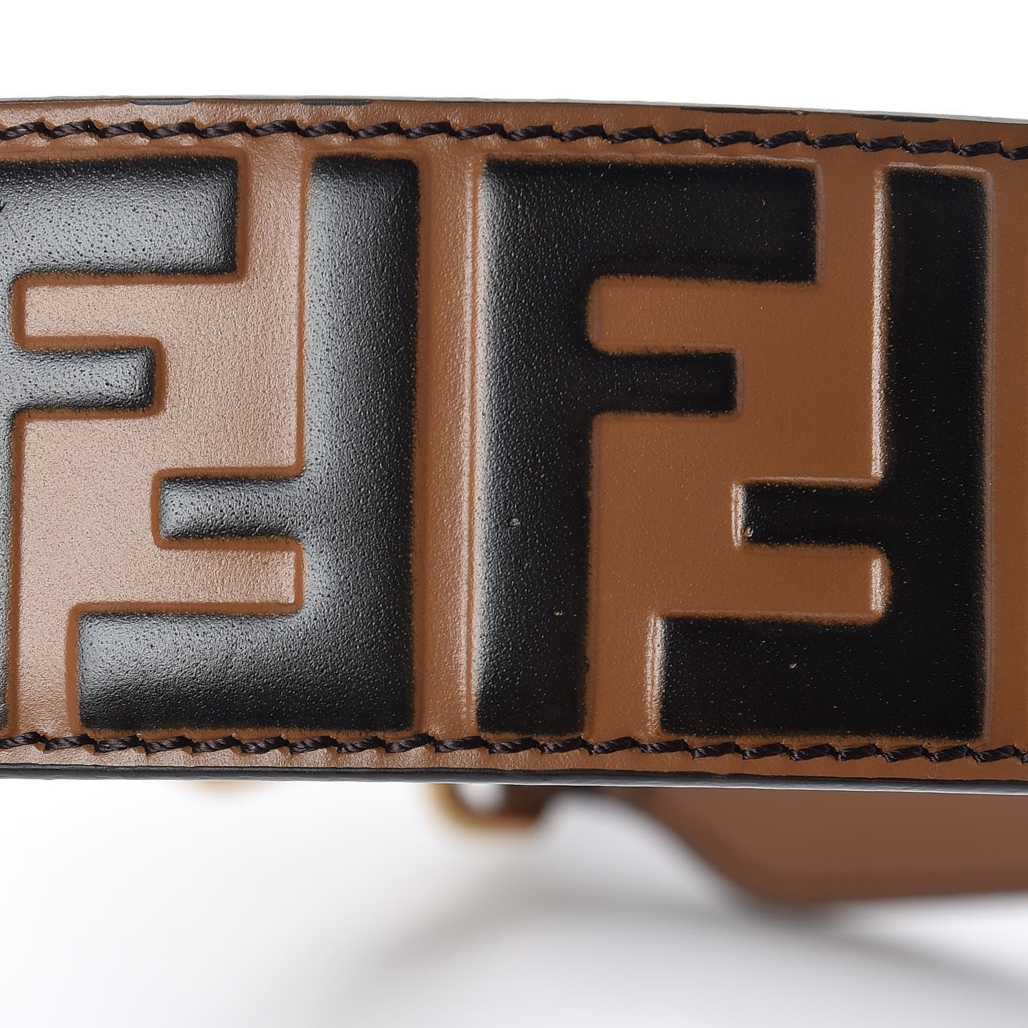 Fendi Calfskin FF 1974 Embossed Strap You Tobacco Black 7 of 9