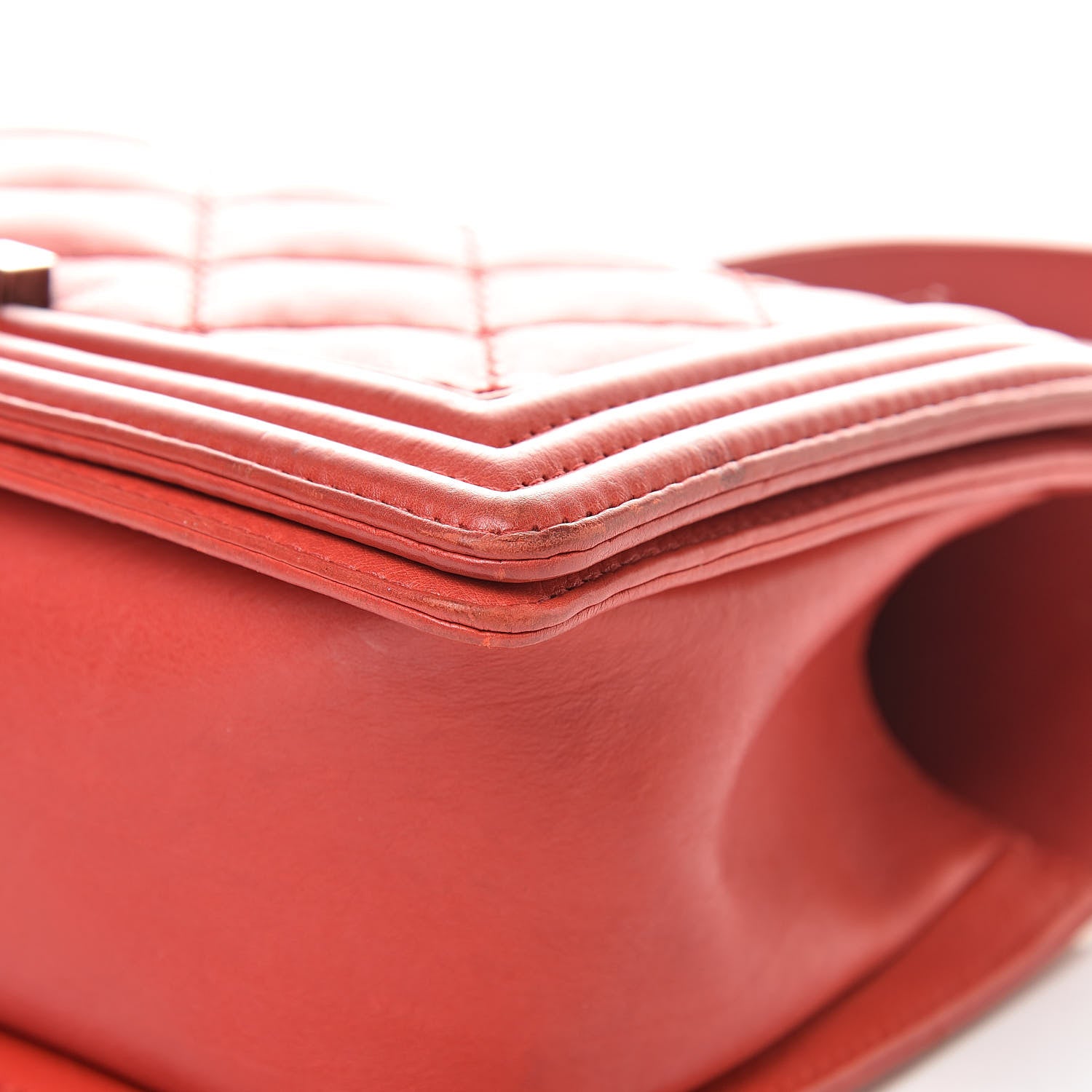 Chanel Calfskin Quilted Double Stitch Medium Boy Flap Red 10 of 21