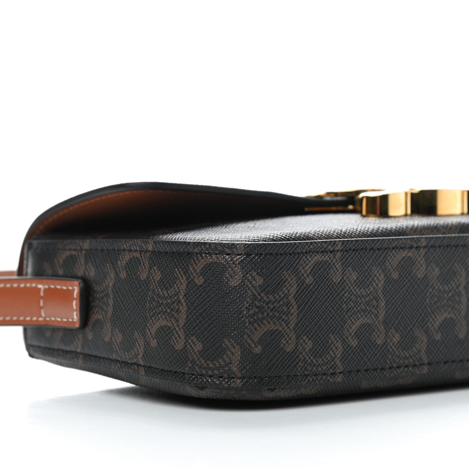 Celine Canvas Calfskin Triomphe Shoulder Bag Tan 6 of 9