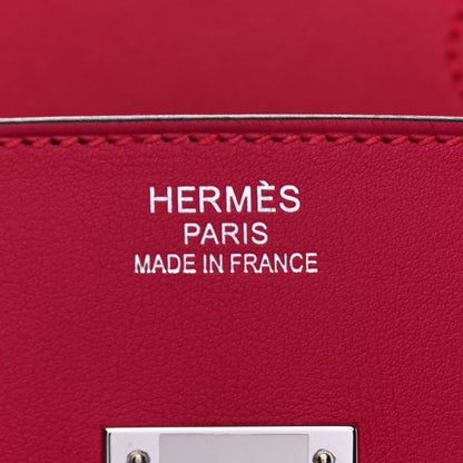 Hermes Swift Twill H Fray Fray Birkin 35 Framboise Ecru 6 of 10