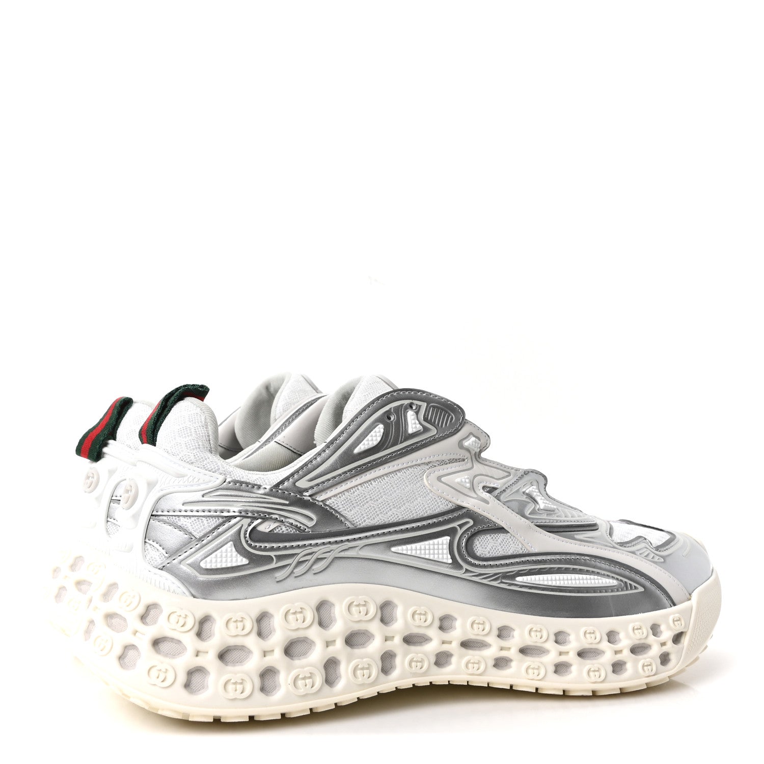 Gucci Metallic Demetra Mesh Cub3d Mens Sneakers 10 Grey White 5 of 10