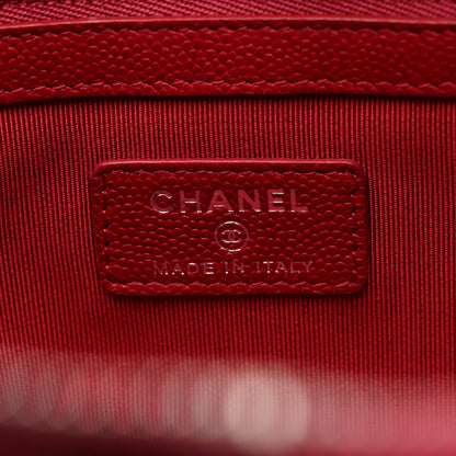 Chanel Caviar Quilted Medium Cosmetic Case Red 5 of 11