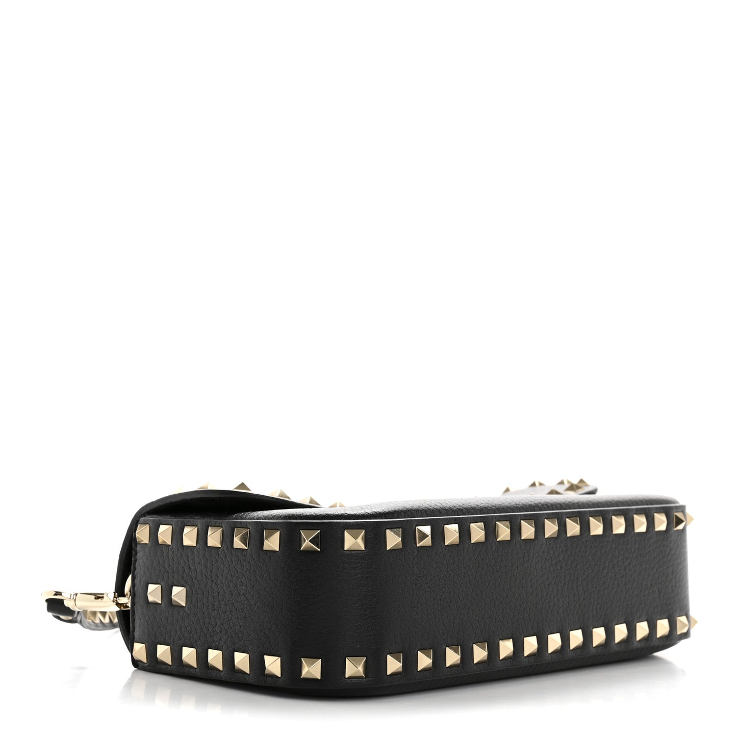 Pebbled Calfskin Medium Rockstud Flip Lock Shoulder Bag Black