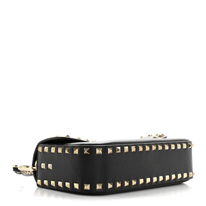 Valentino Garavani Pebbled Calfskin Medium Rockstud Flip Lock Shoulder Bag Black 4 of 14