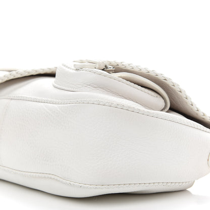 Christian Dior Calfskin Whipstitch Gaucho Double Saddle Bag White 9 of 13