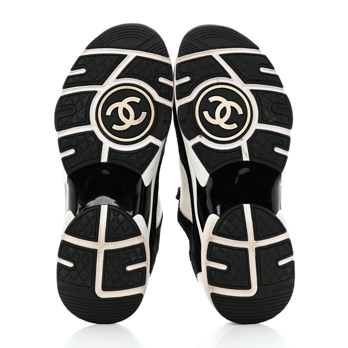 Fabric Suede Calfskin CC Sneakers 38 White Black