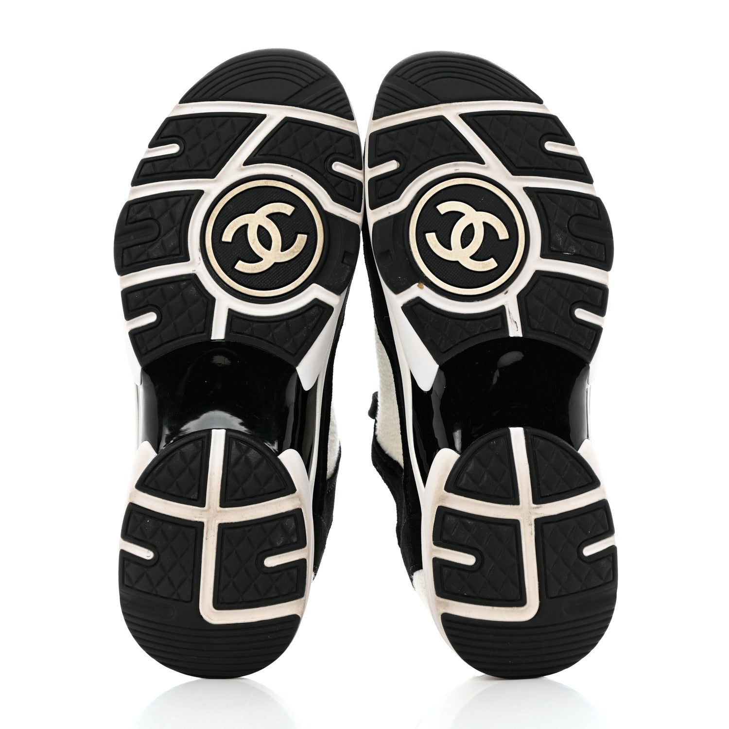 Chanel Fabric Suede Calfskin CC Sneakers 38 White Black 5 of 9