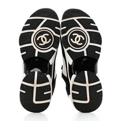 Chanel Fabric Suede Calfskin CC Sneakers 38 White Black 5 of 9
